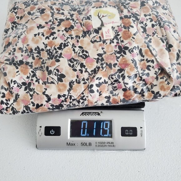 Fig & Flower Womens Silky Floral Long Sleeve Smocked Waist Dress XL S Slit Neck - Picture 11 of 12